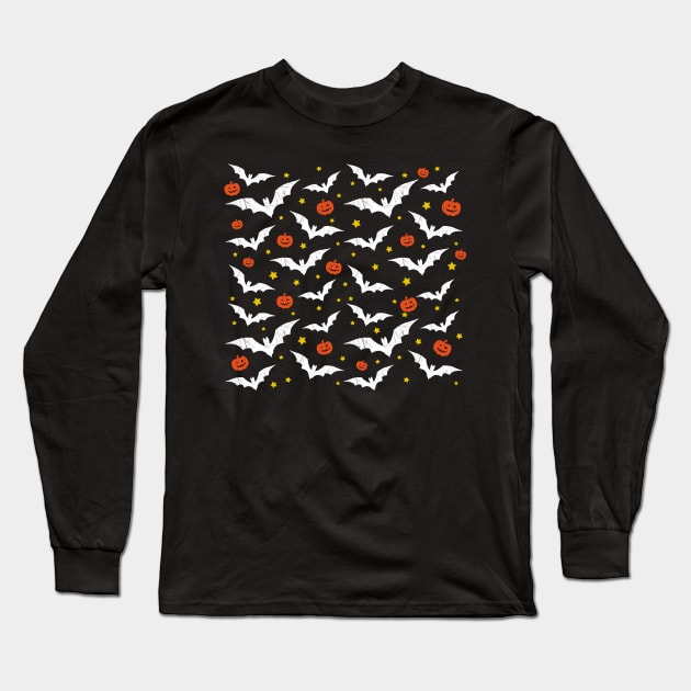 Halloween bats and pumpkins Long Sleeve T-Shirt by LunaMay